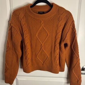 Quince Burnt Orange cable knit sweater